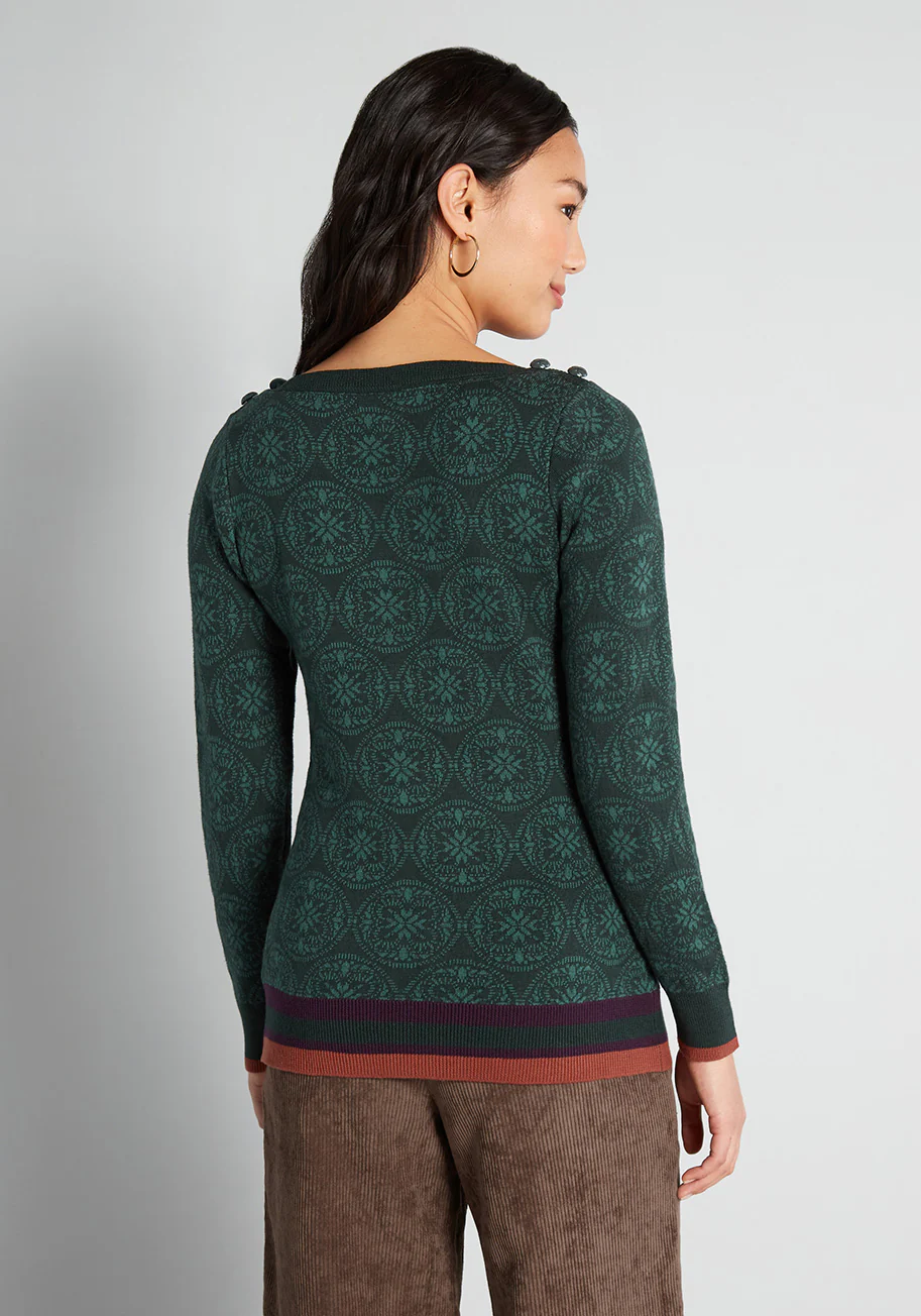 An Evergreen Scene Pullover Sweater - Olabens
