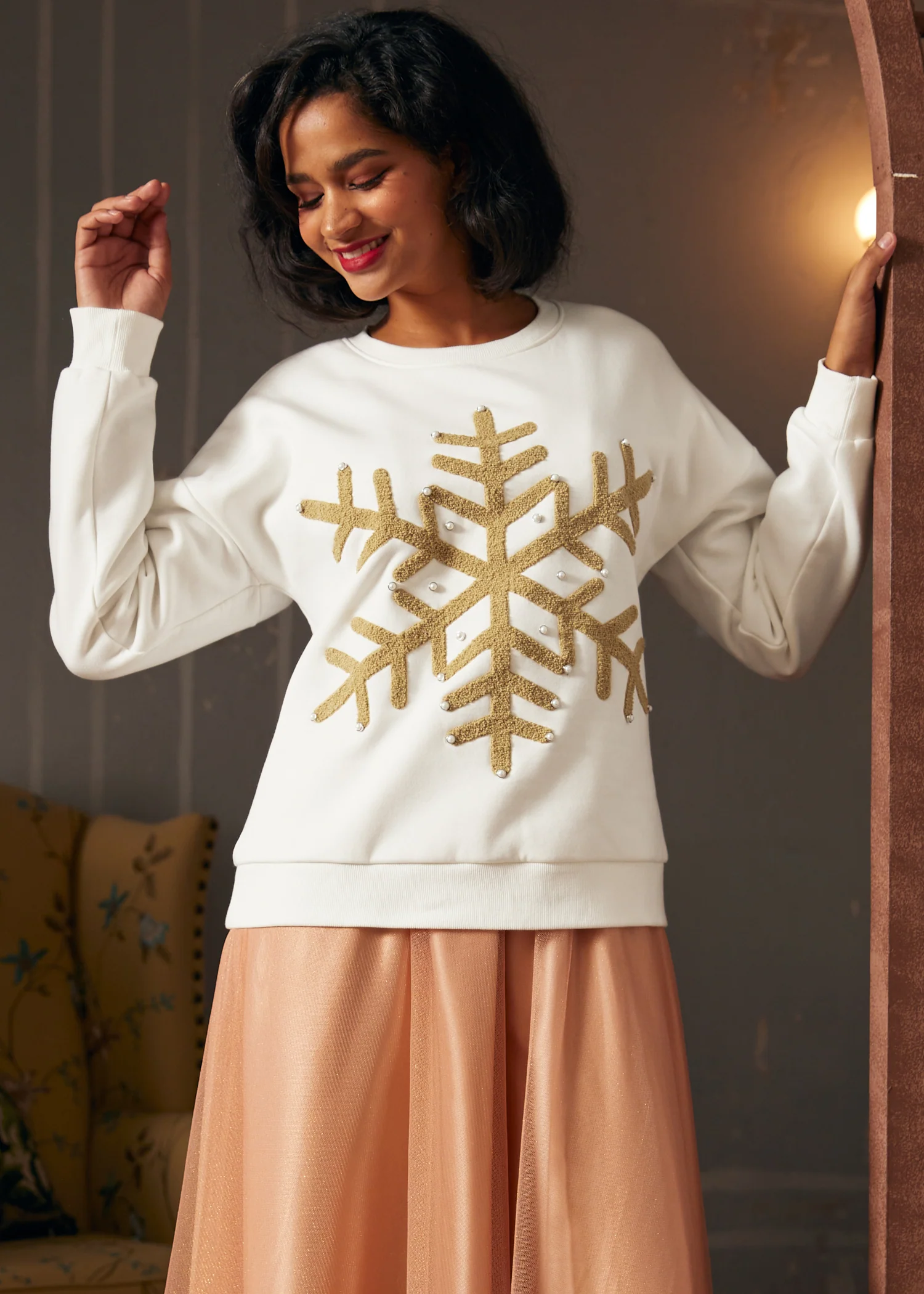 Winter's Whisper Snowflake Sweatshirt - Olabens