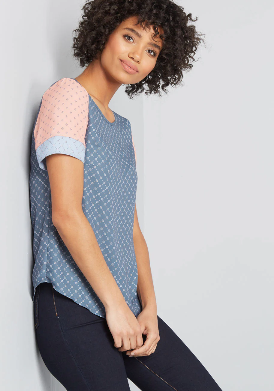 Mixed Fresh Daily Short Sleeve Blouse - Olabens