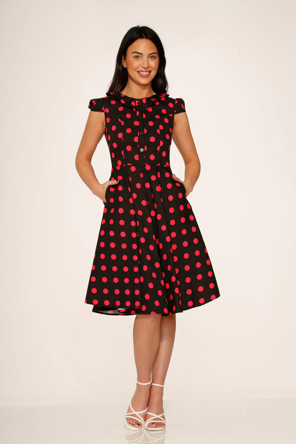 Black & Pink Polka Dot Swing Dress - Olabens
