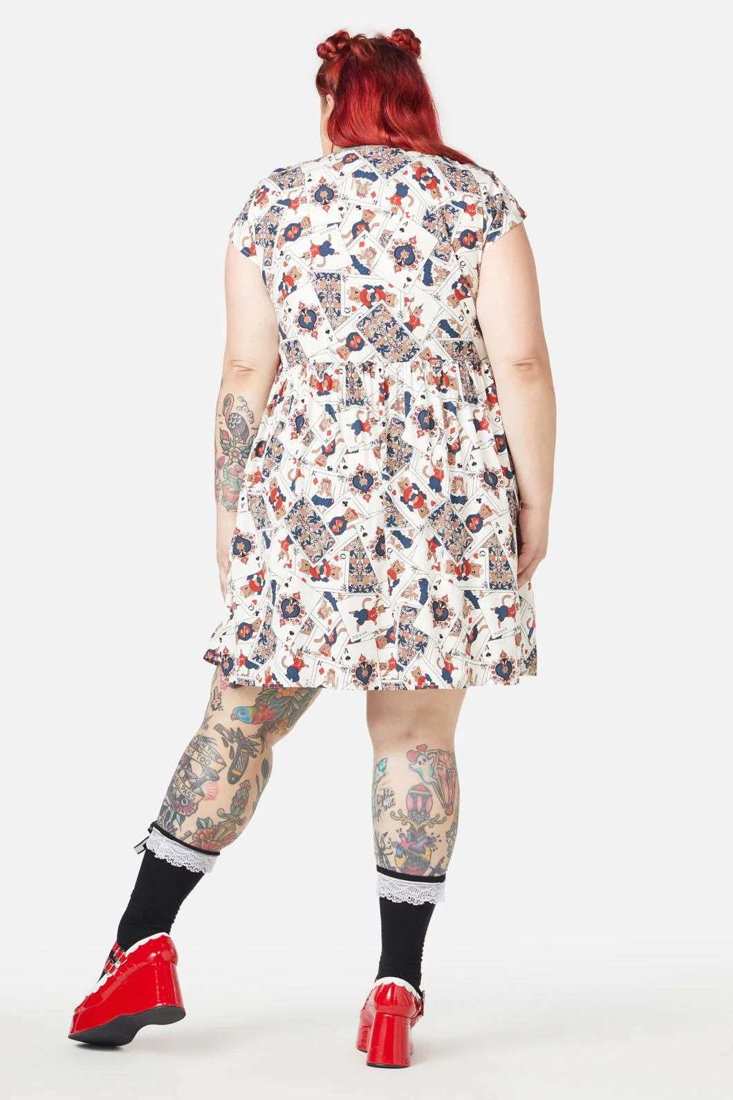 Curve Queen Of Cats Print Dress - Olabens