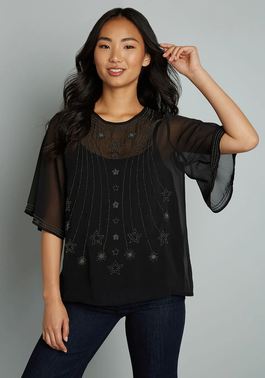 Wish I May Beaded Blouse - Olabens