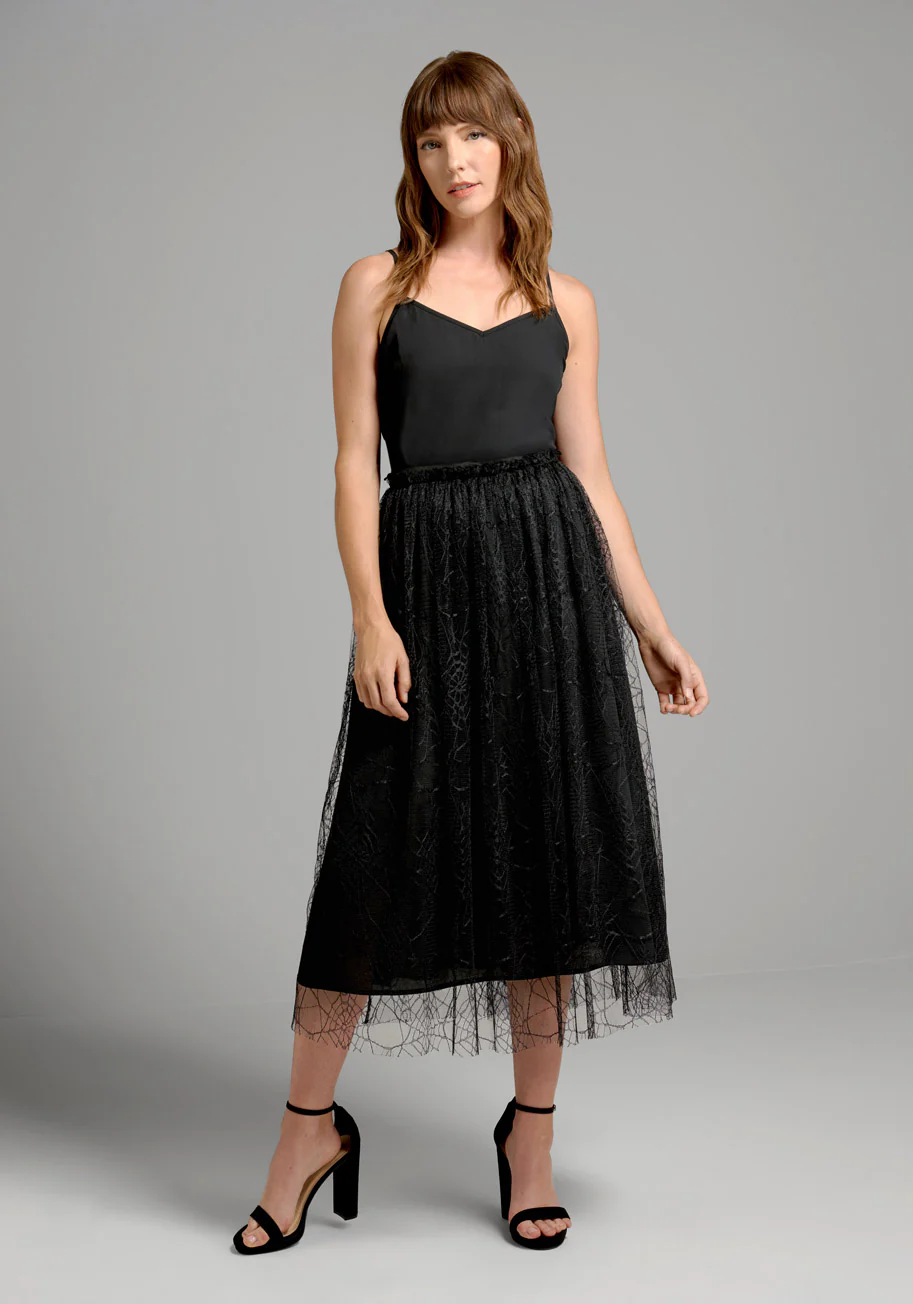 Along Came A Spider Midi Skirt - Olabens