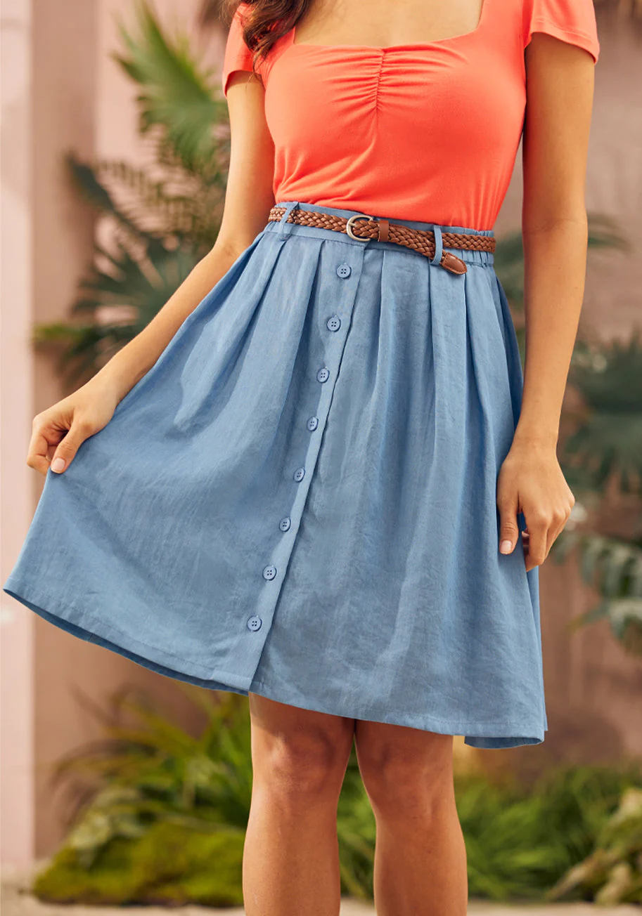 Bookstore's Best Chambray A-Line Skirt - Olabens