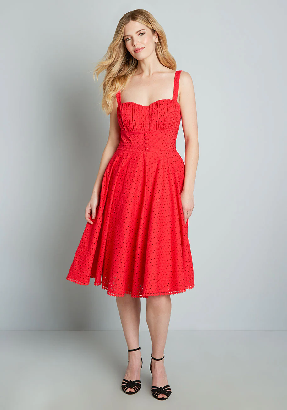 Anglaise For Days Fit And Flare Dress - Olabens