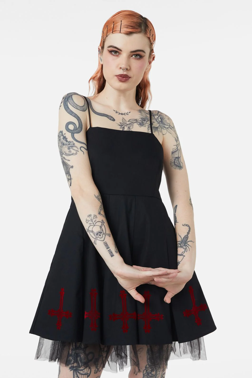 Hail Lilith Flocked Hem Bustier Dress - Olabens