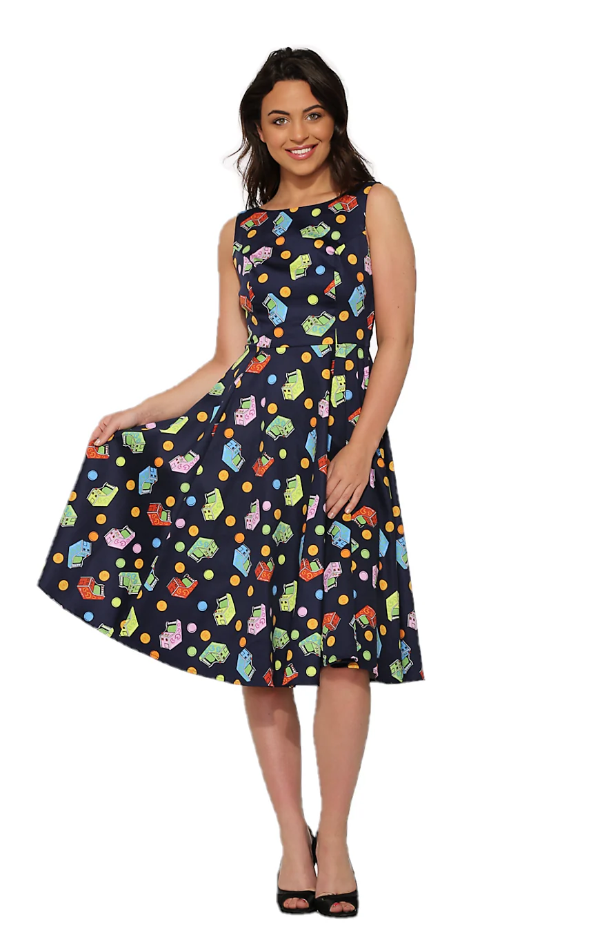 Archade Amusement Navy Swing Dress - Olabens