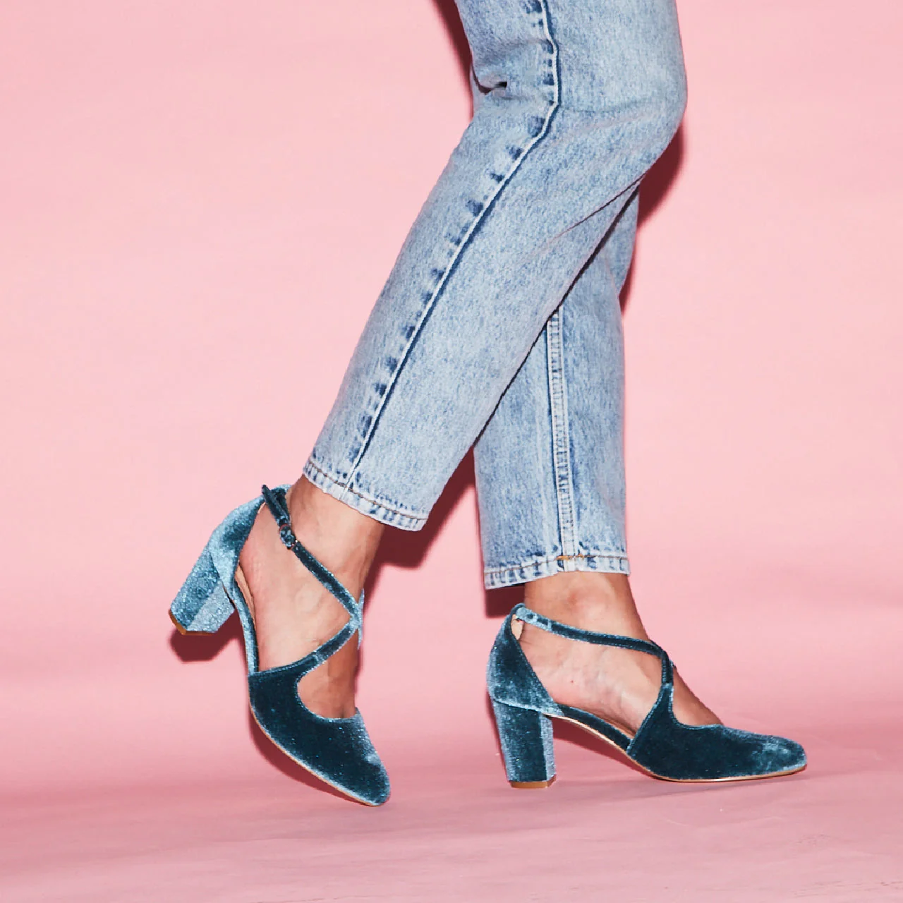 Oren Velvet Mary Jane Heels - Olabens