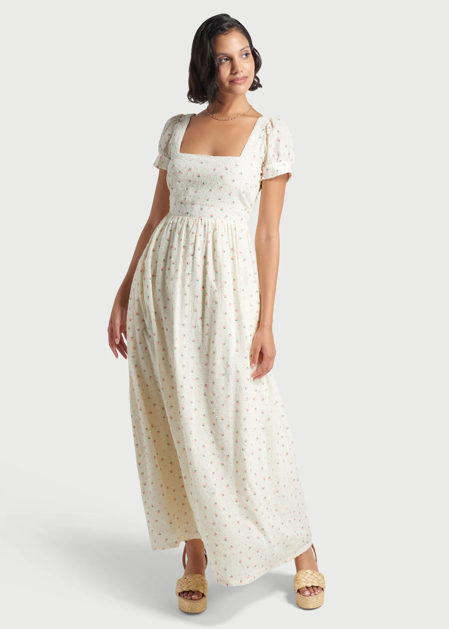 Regency Romance Embroidered Maxi Dress - Olabens