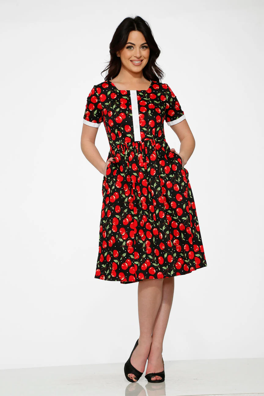 Black & Red Cherry Dress - Olabens
