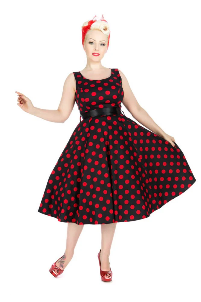 Black & Red Polka Dot Swing Dress - Olabens