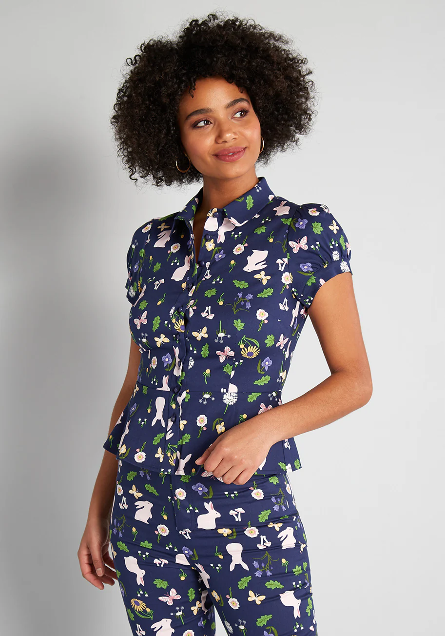 Isnyt x Collectif Joys of Spring Button-Up Blouse - Olabens
