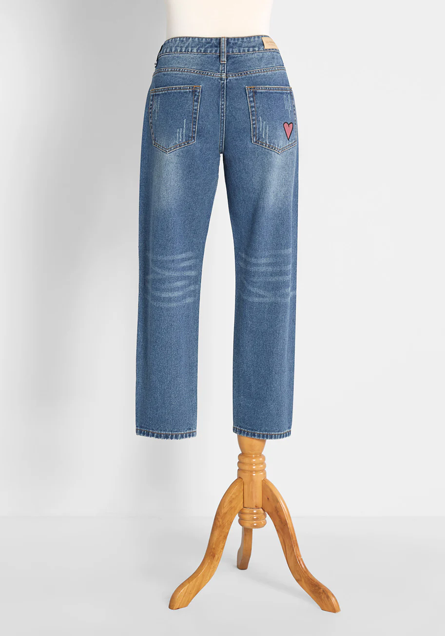 Hearts And Thoughts Cropped Jeans - Olabens