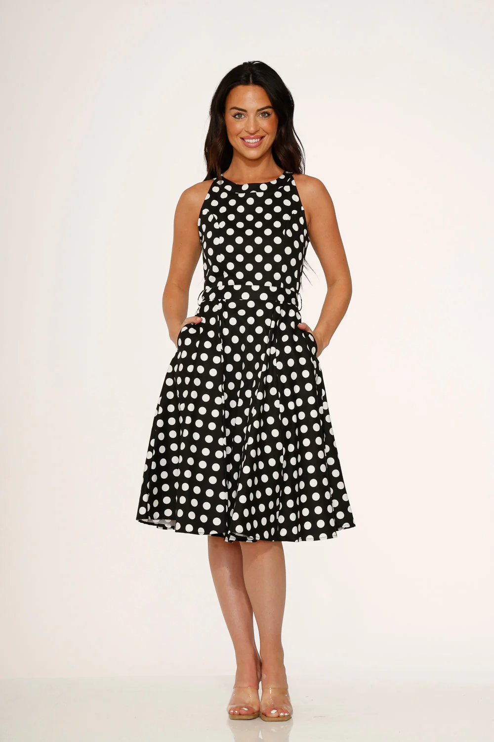 Black & White Polka Dot Swing Dress - Olabens