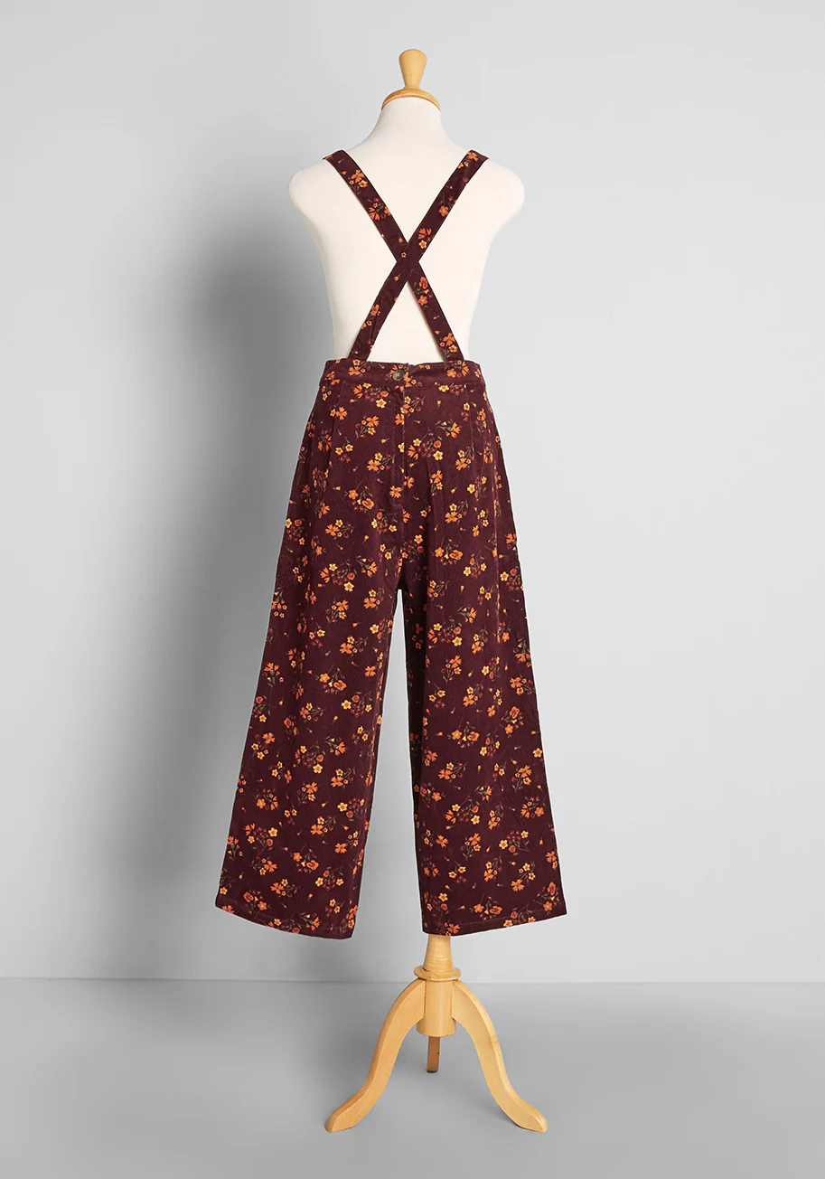 Golden Hour Flowers Cord Overalls - Olabens