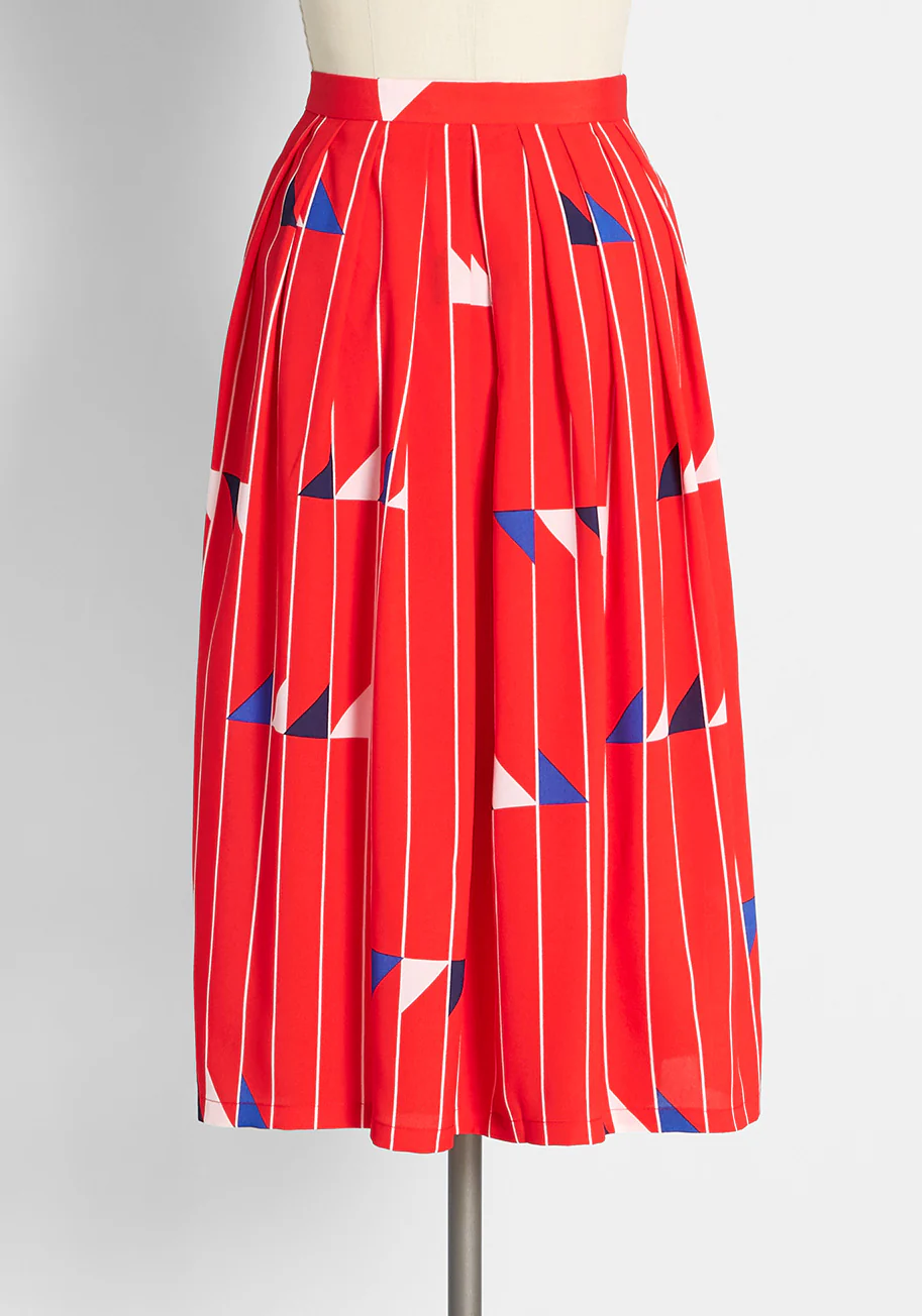 Flagging Down Fun Midi Skirt - Olabens