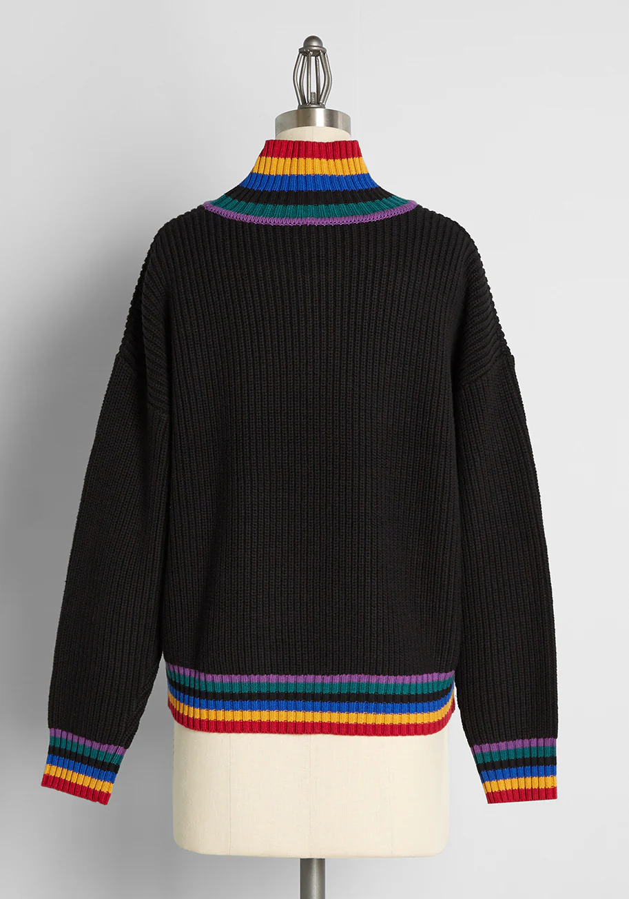 Coloring Between The Lines Mock Neck Sweater - Olabens