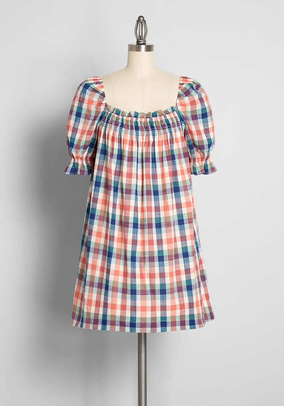 Smocked Babydoll Dress Summer Madras - Olabens