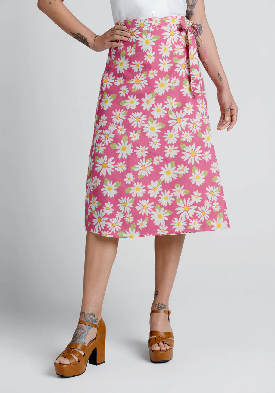 Cutesy Daisies Wrap Skirt - Olabens