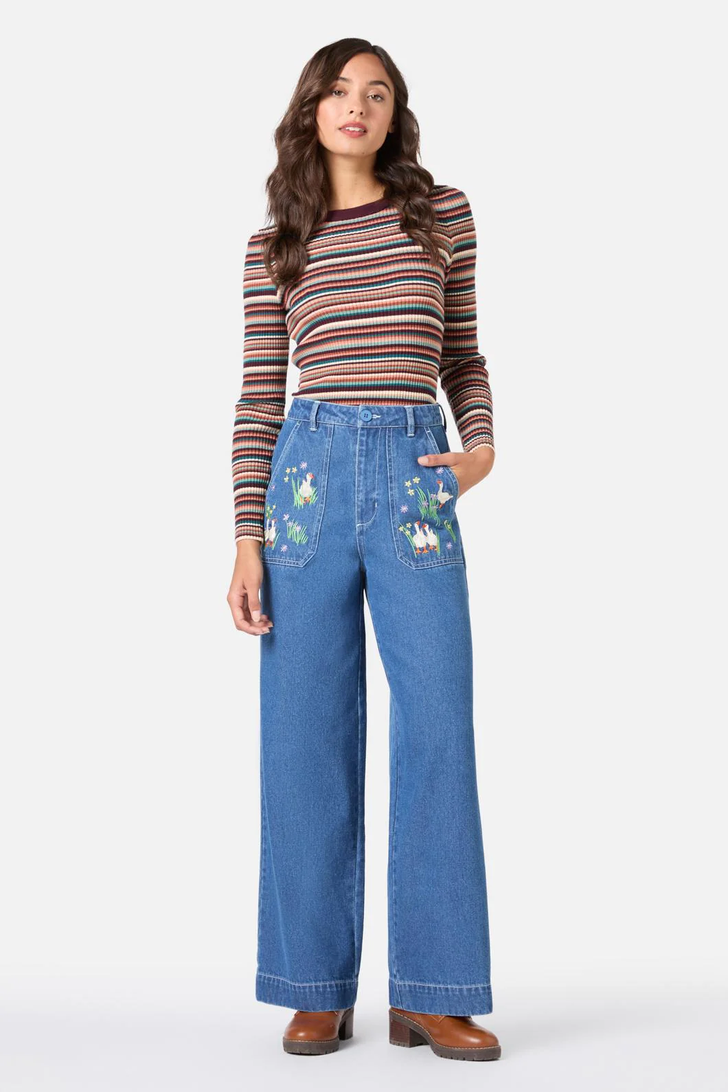 Goose Embroidered Denim Jean - Olabens