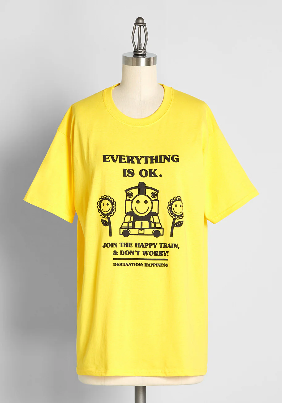 Hop On The Happy Train Graphic Tee - Olabens