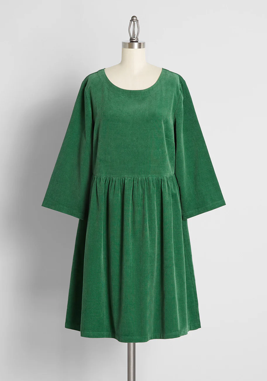 Corduroy For The Day Babydoll Dress - Olabens