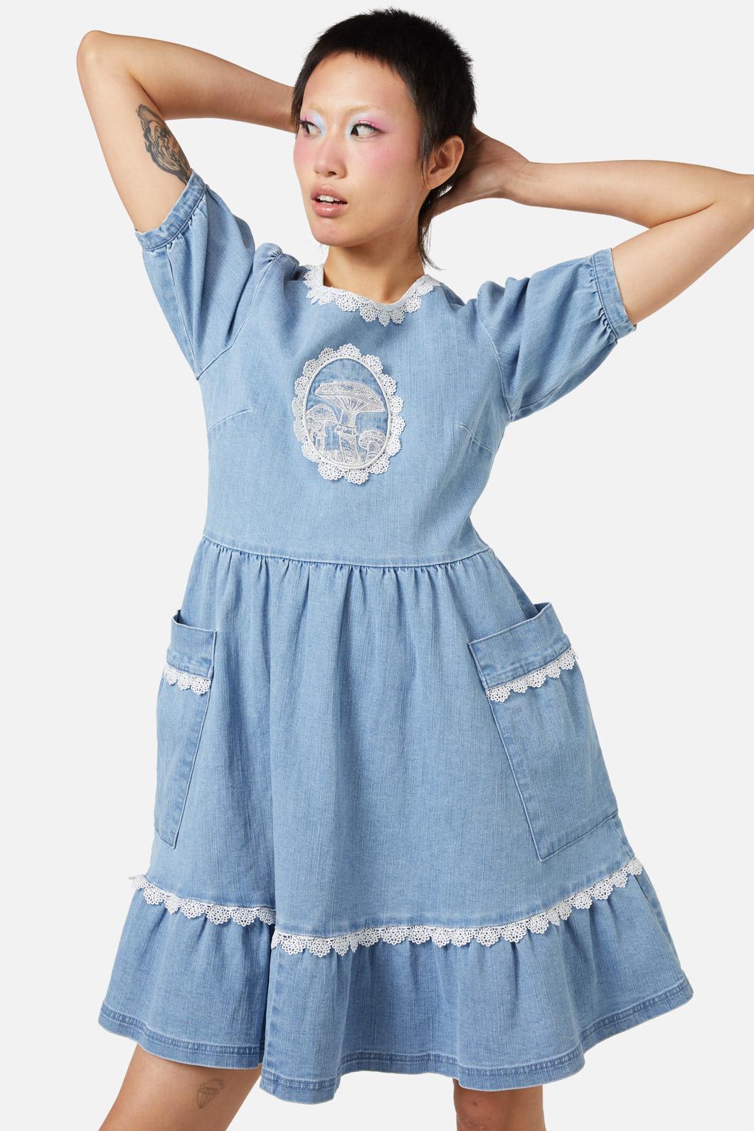 Field Shroom Denim Dress - Olabens