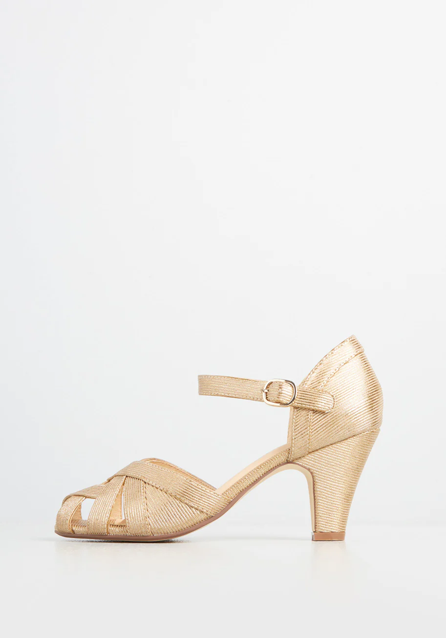 Spinning Gold Ankle Strap Heel - Olabens