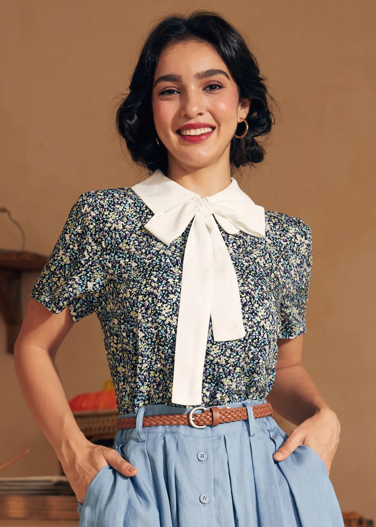 Positive First Impressions Tie-Neck Blouse - Olabens