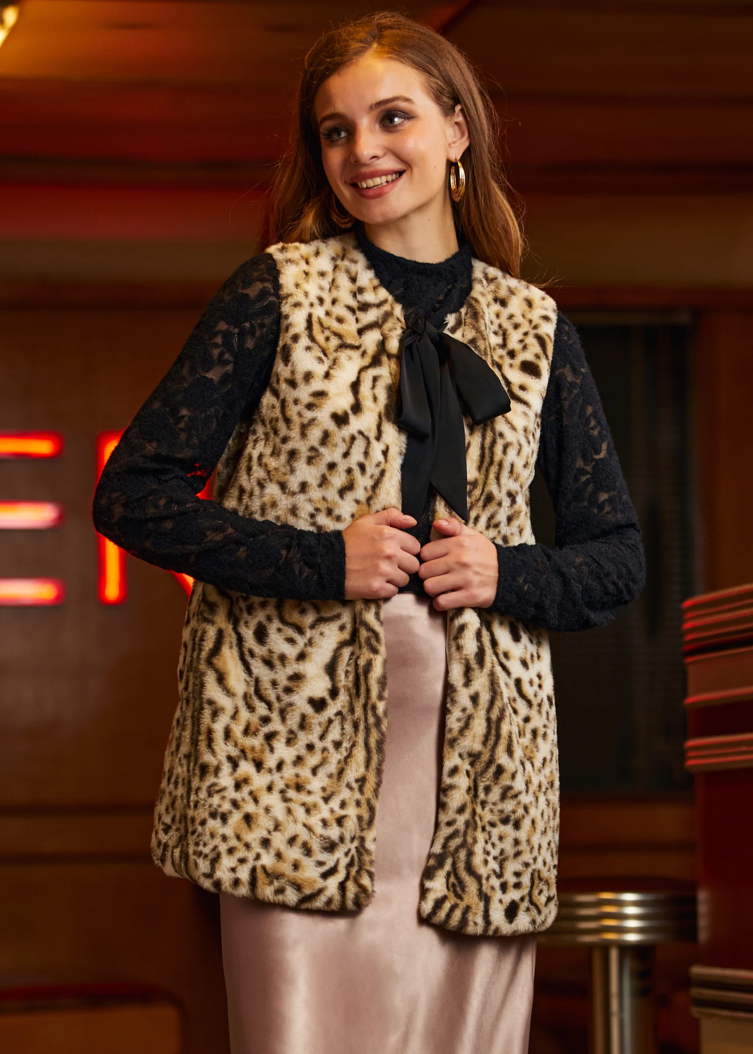 Best of Both Worlds Bow Front Fur Vest - Olabens