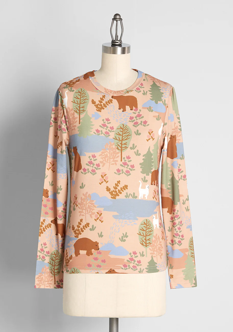 So 'Bear-y' Charming Graphic Long Sleeve Tee - Olabens