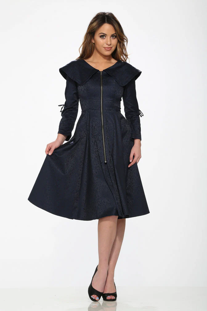 Blue Zipper Swing Dress - Olabens