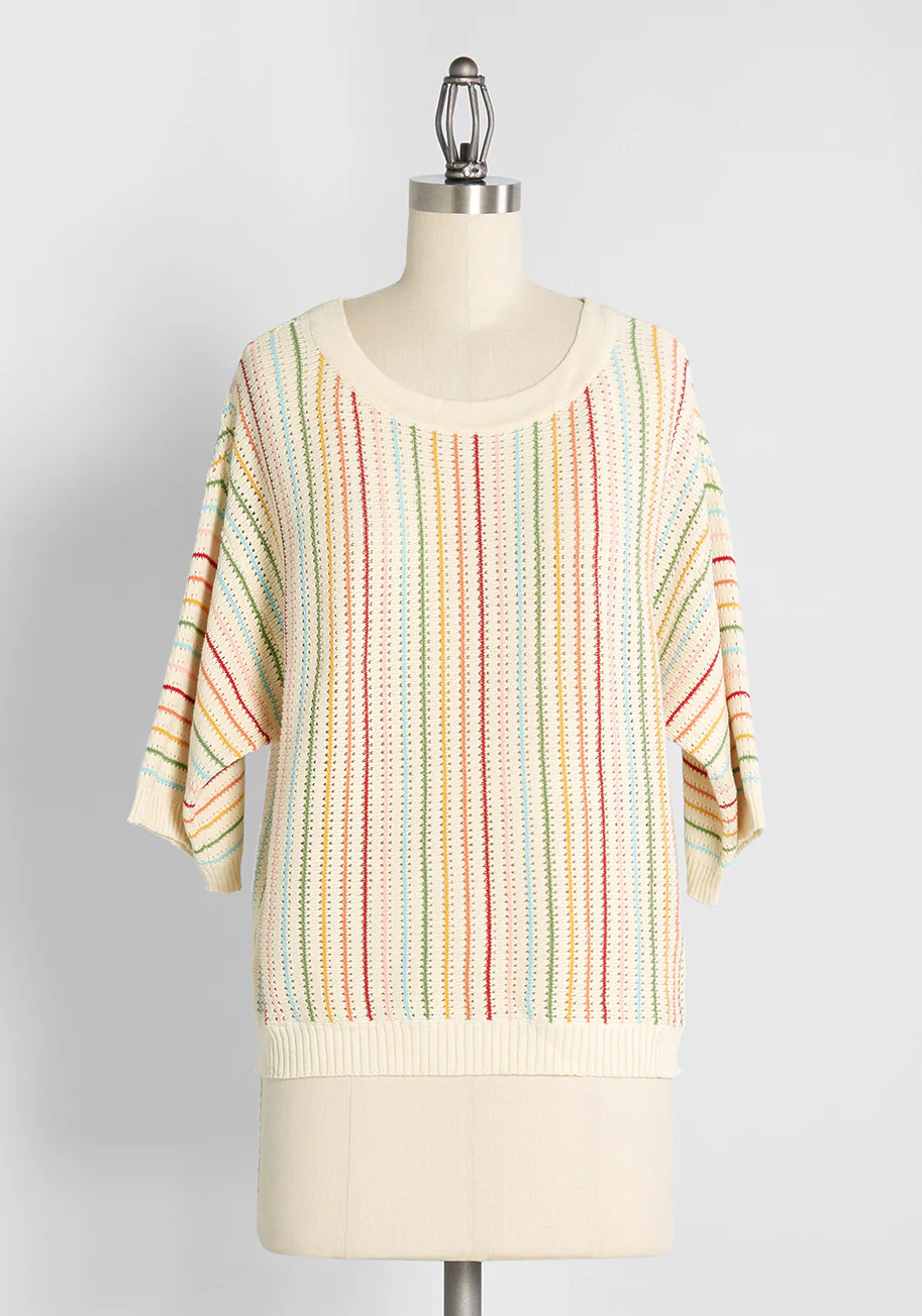 Close Knit In Rainbows Crochet Sweater Rainbow Stripe - Olabens