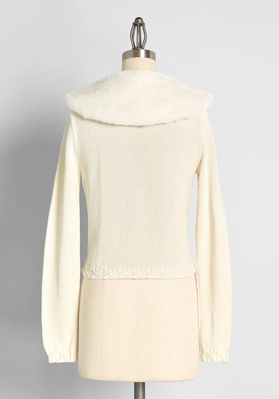 Snow Princess Faux-Fur Trim Cardigan - Olabens