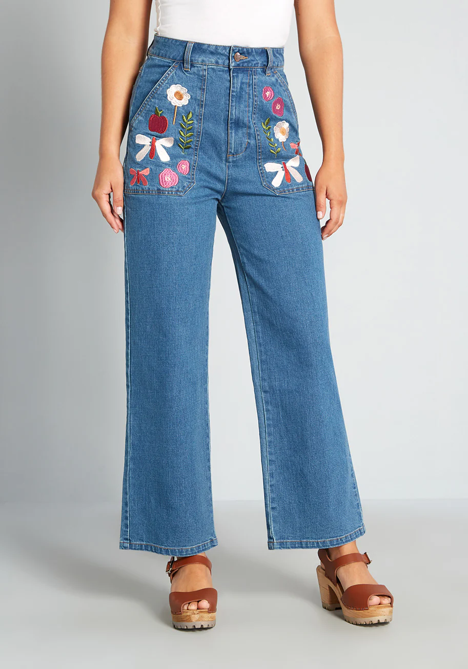 Splash of Nature Wide-Leg Jeans - Olabens