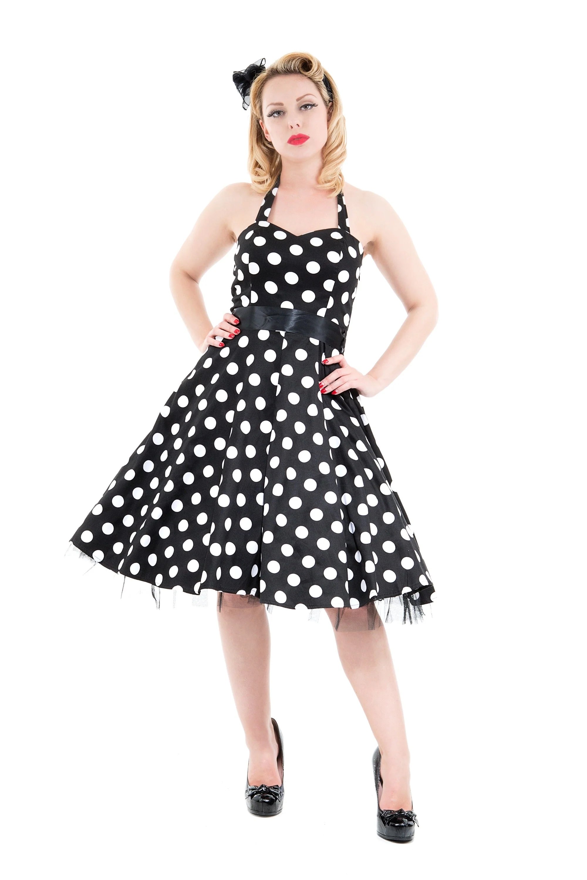 Black & White Minnie Halter Dress - Olabens