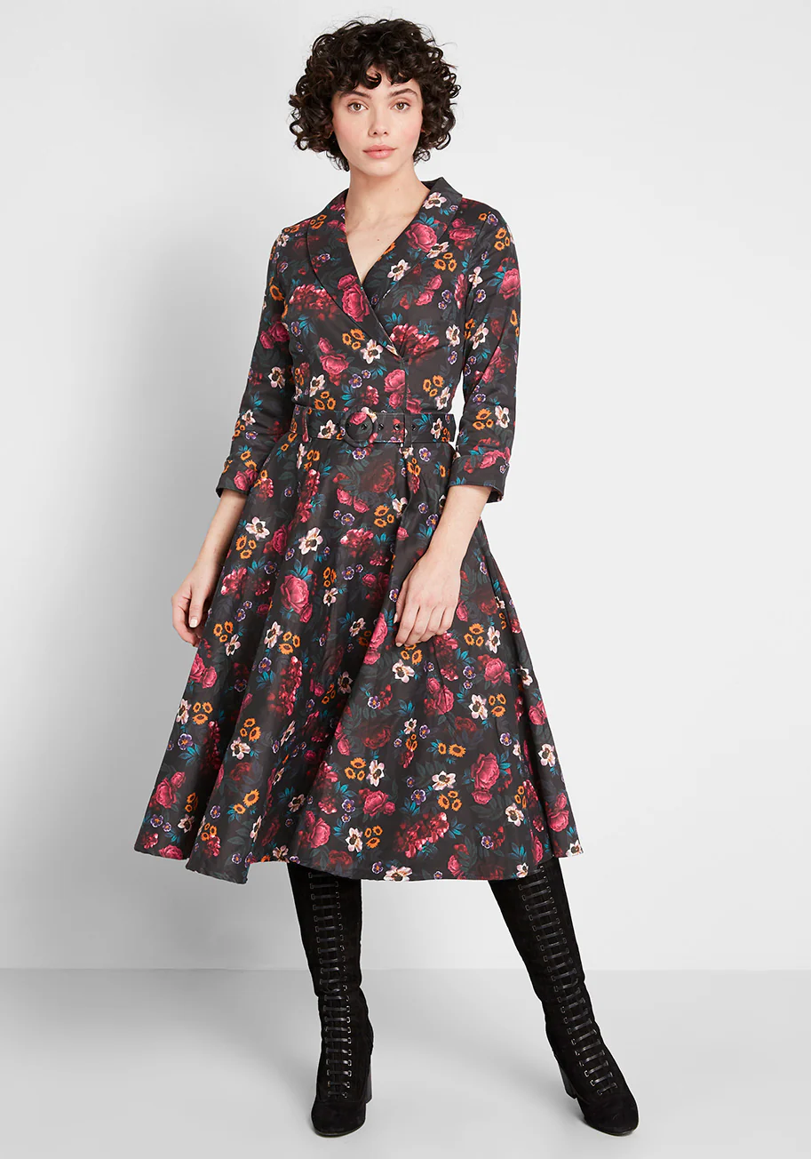 Floral Festivity A-Line Dress - Olabens