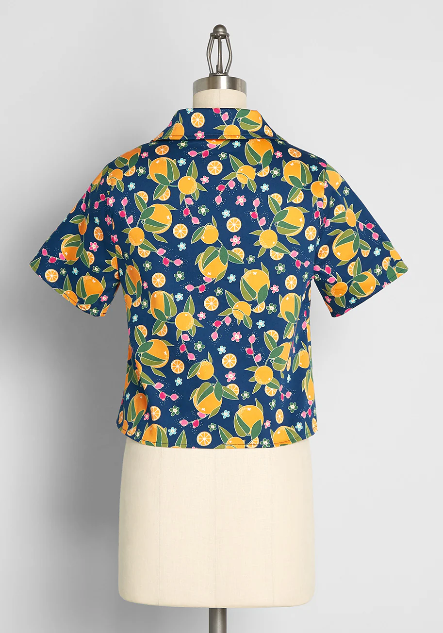 Orange Blossom Breezes Button-Up Top - Olabens