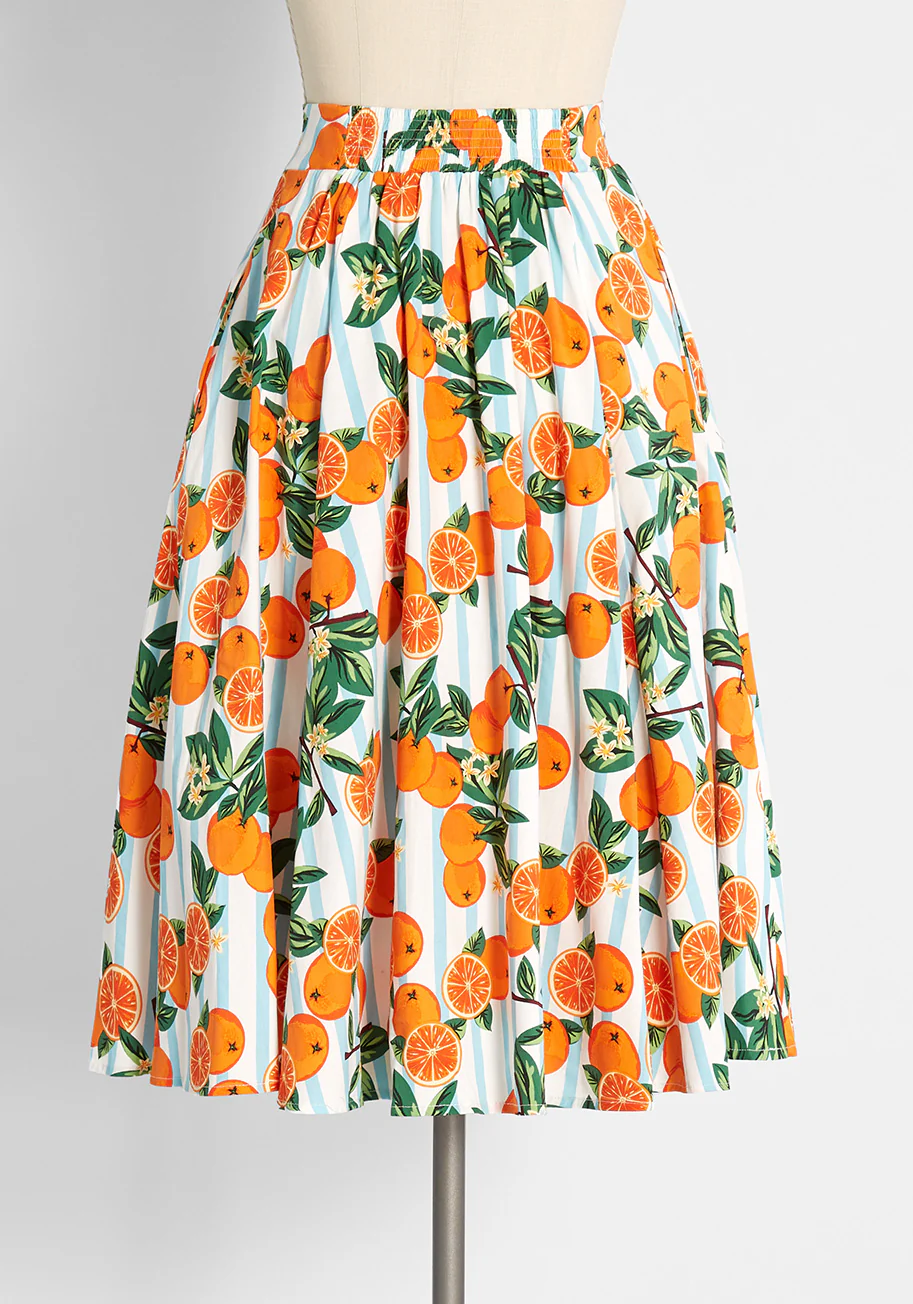 Isnyt x Collectif Orange You Sweet A-Line Skirt - Olabens