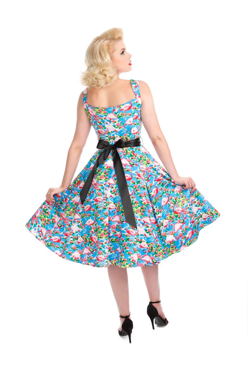Blue Ocean & Pink Flamingo Swing Dress - Olabens