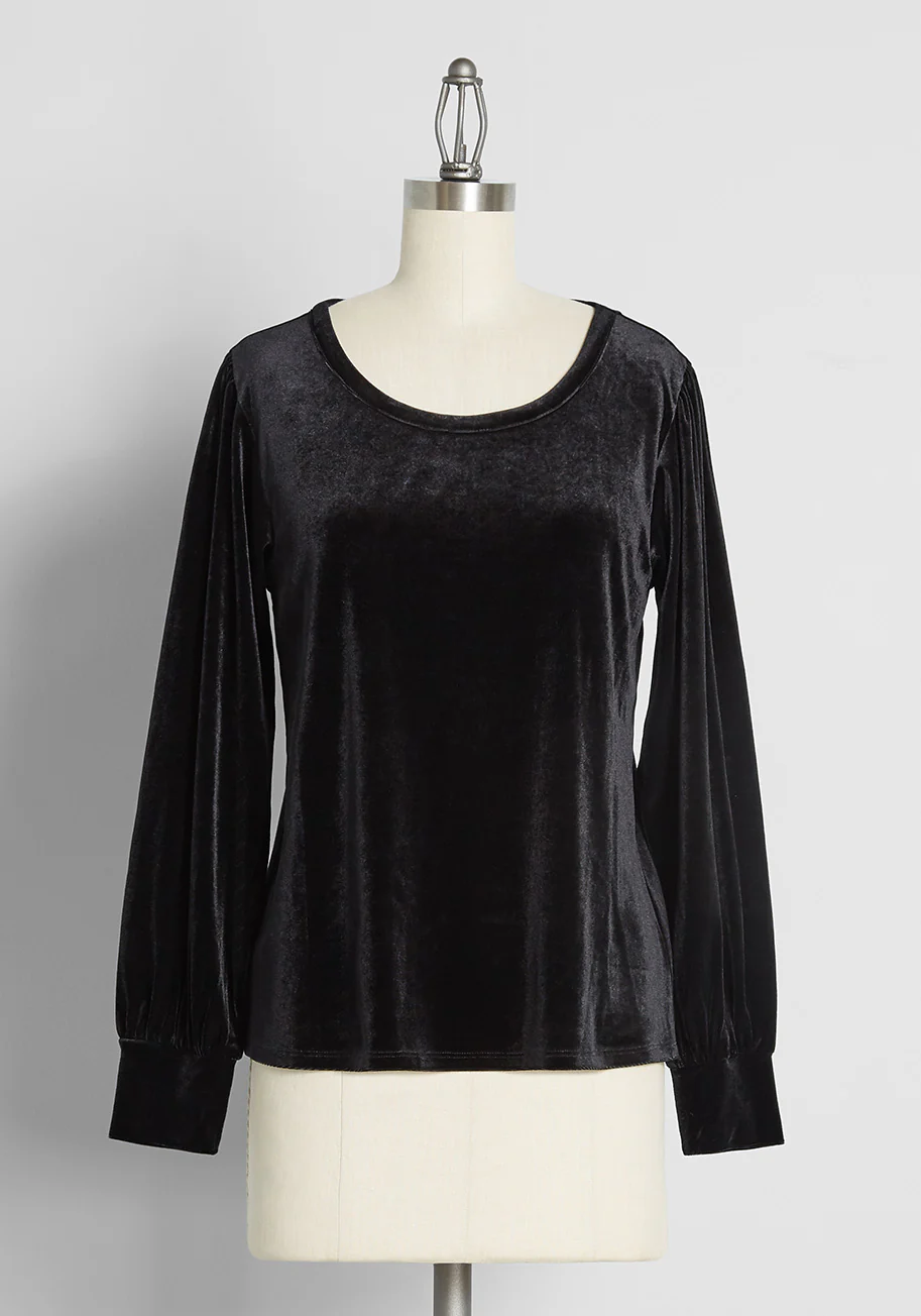 Beyond Basic Velvet Long Sleeve Top - Olabens