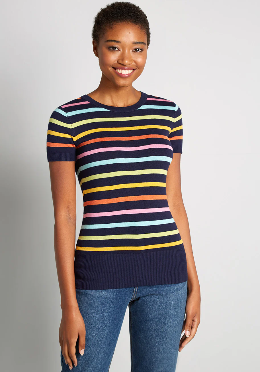 Virtue Of Vibrancy Short Sleeve Sweater - Olabens