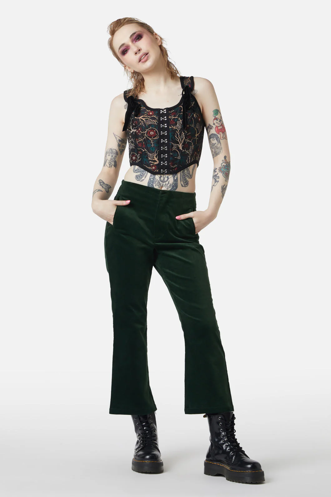 At The Alter Velvet Kick Flares - Olabens