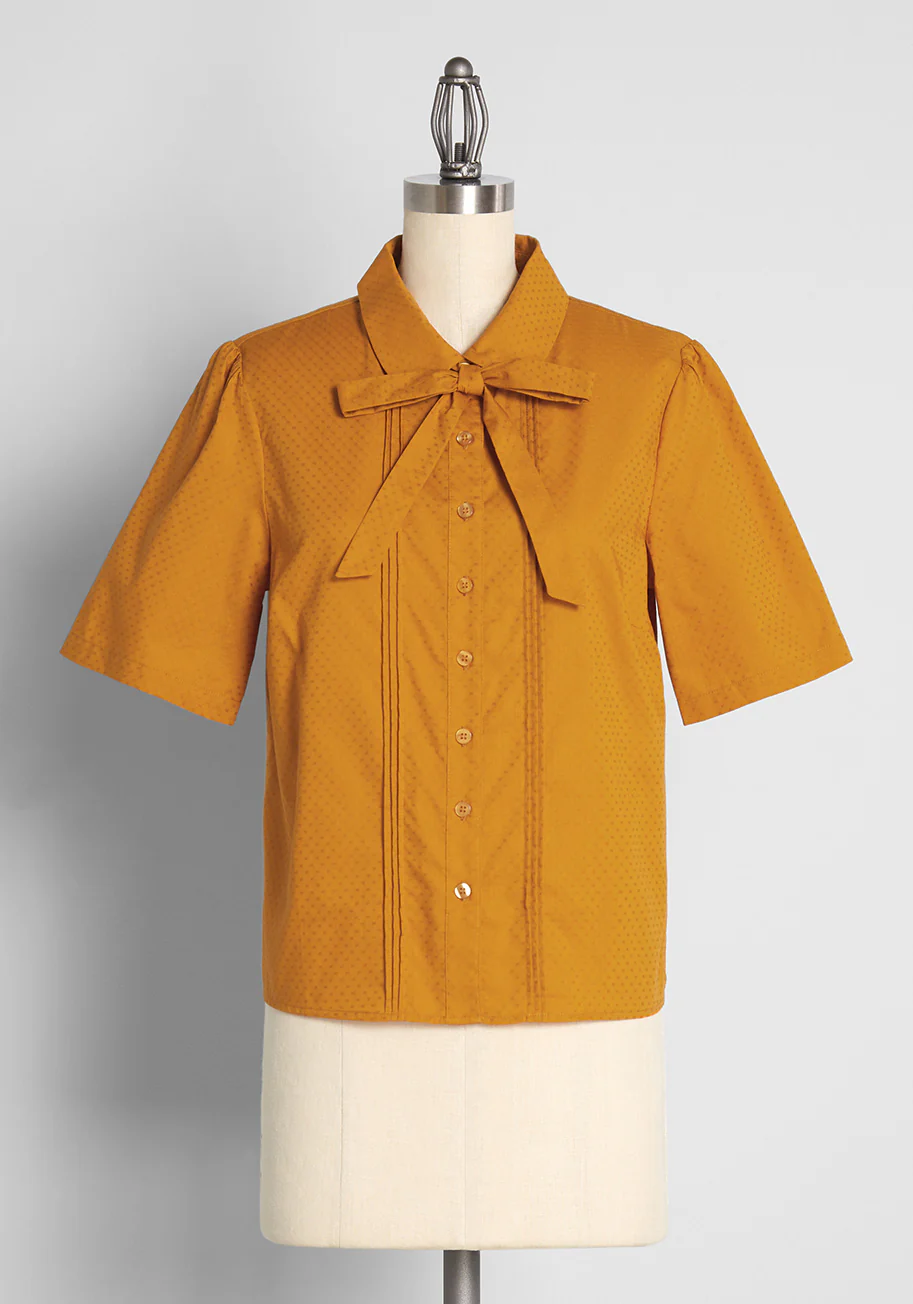 Merry Times in Marigold Tie-Neck Blouse - Olabens