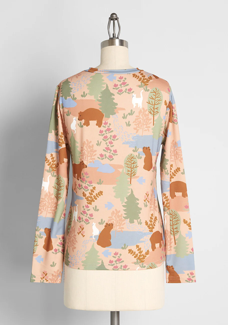 So 'Bear-y' Charming Graphic Long Sleeve Tee - Olabens