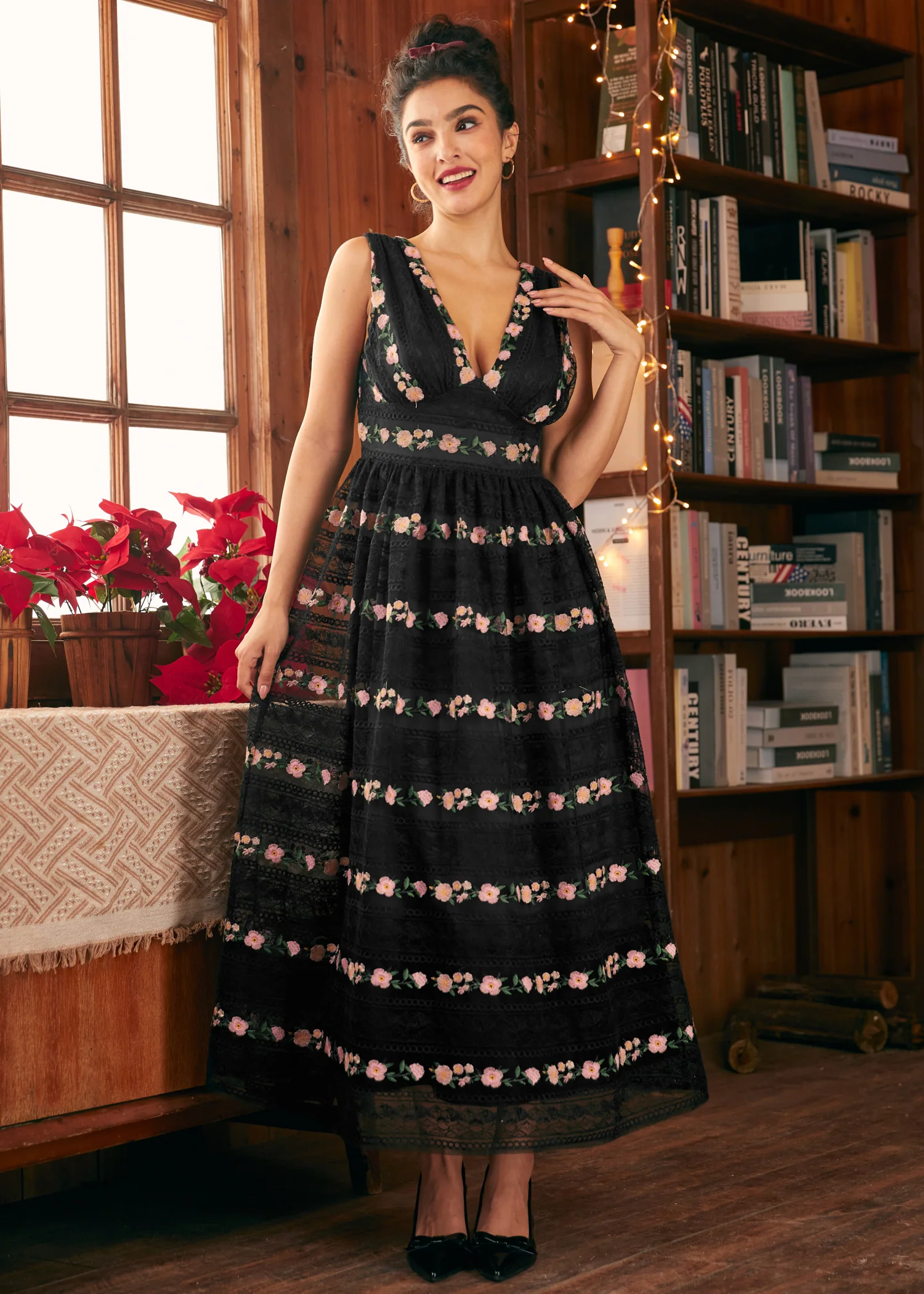 Enchanted Evening V-Neck Maxi Dress - Olabens