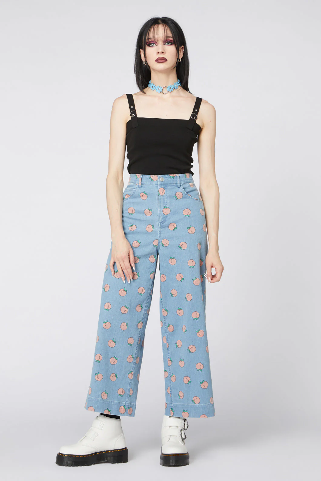 Denim Peach Wide Leg Jeans - Olabens