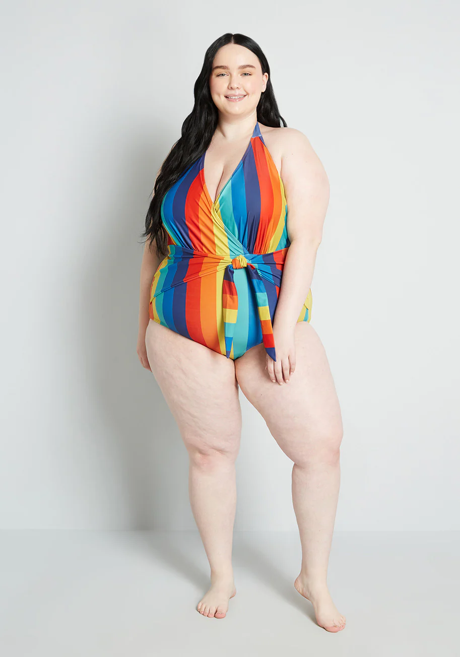 Isnyt x Collectif The Brooke One-Piece Swimsuit in Rainbow Stripes - Olabens