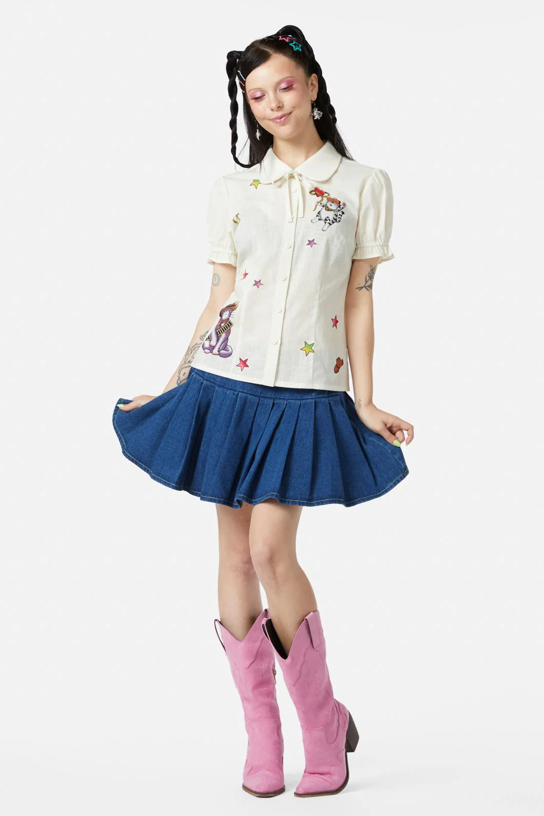Meowdy Badge Blouse - Olabens