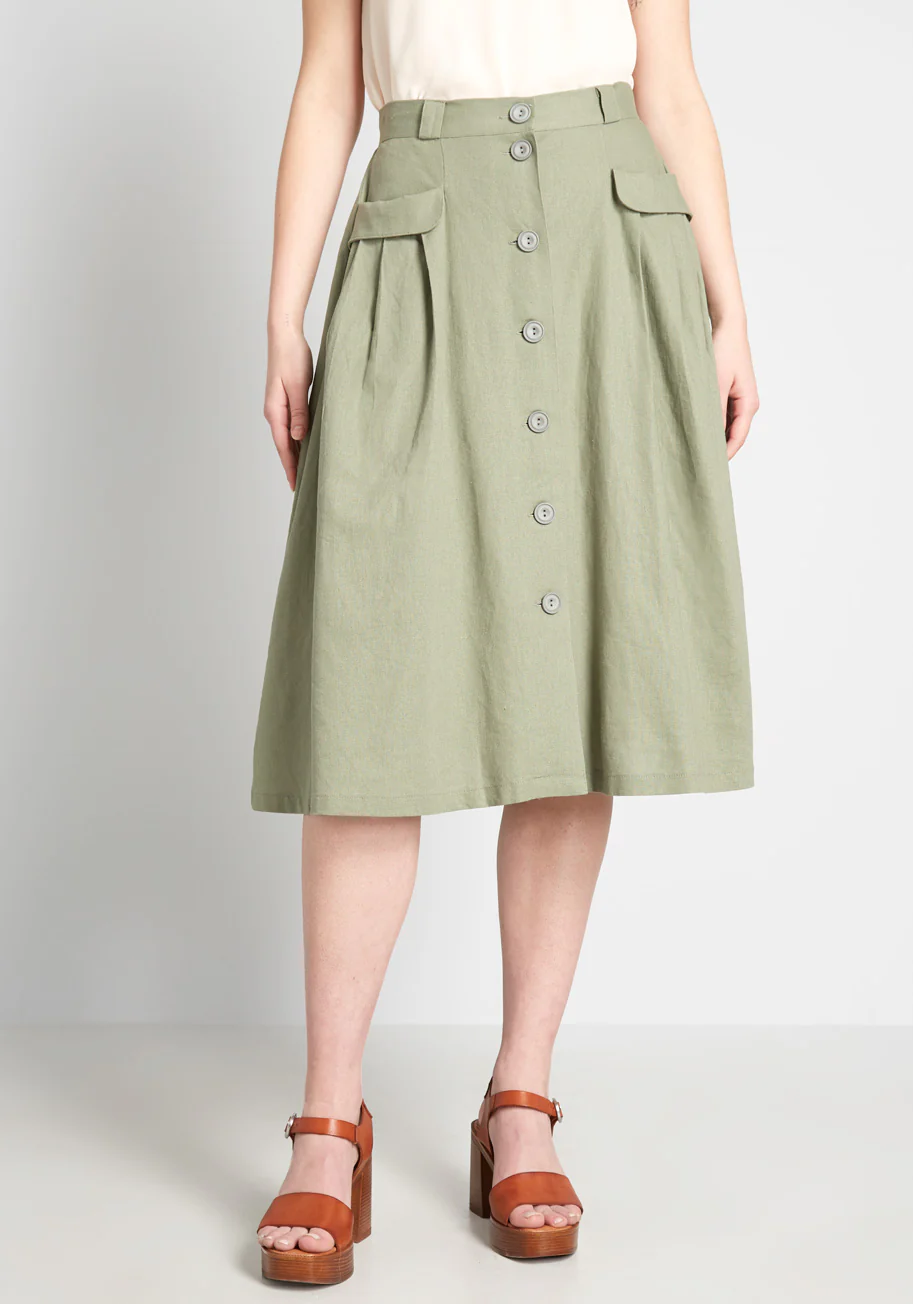 Effortless Feature Midi Skirt - Olabens